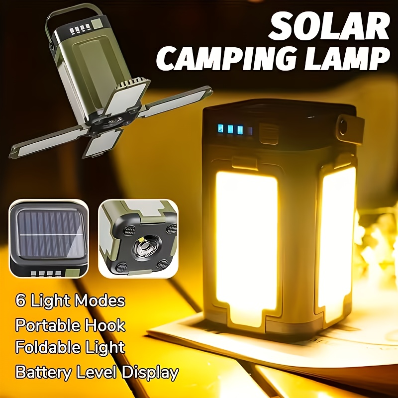Outdoor Power Lights - Zonne-aangedreven draagbare campinglamp, opvouwbaar, 2000mah powerbank,