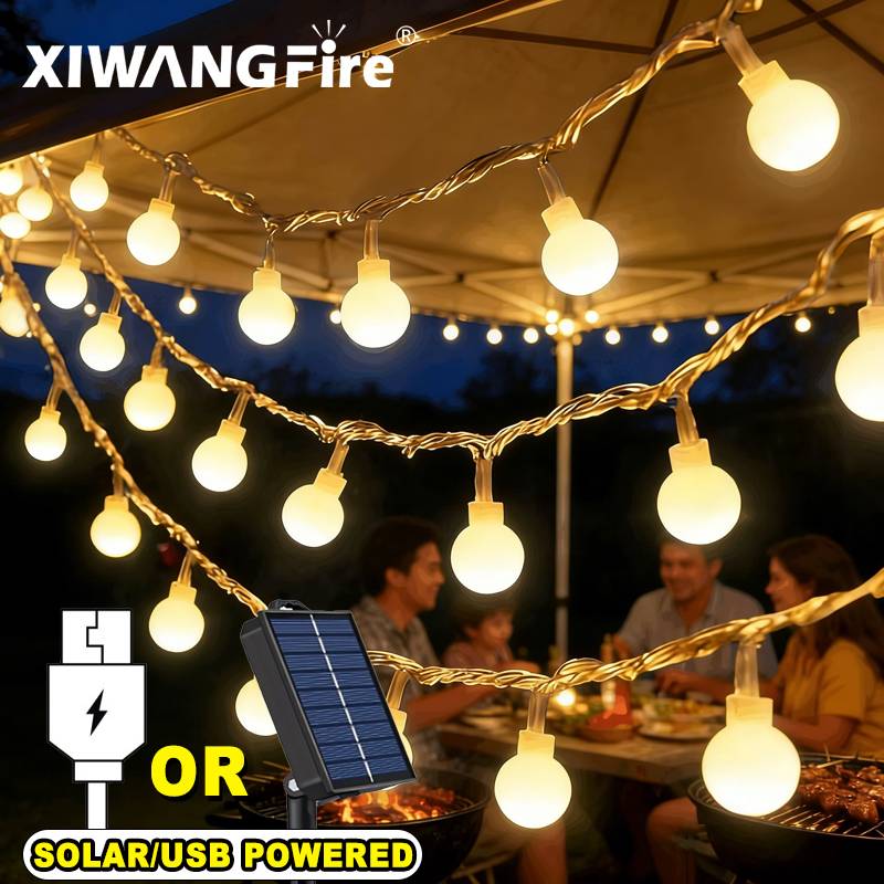 Outdoor Usb Power Bank - 3-10M Solar/USB/Batterij Lichtslingers, Fairy Globe Ball