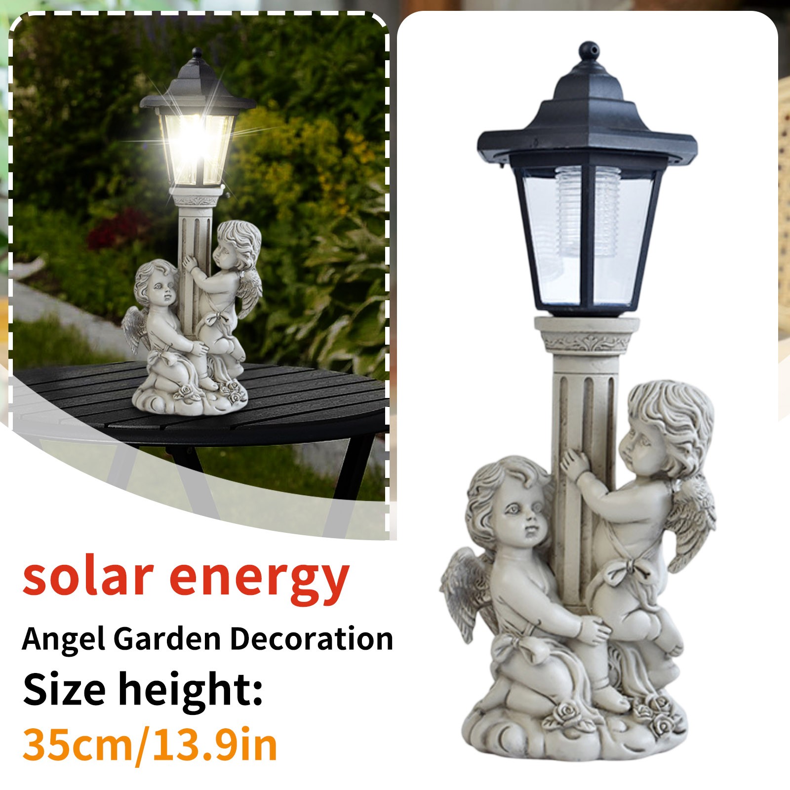 Outdoor Power Post - Tuin Engel Standbeeld Solar Post Lamp