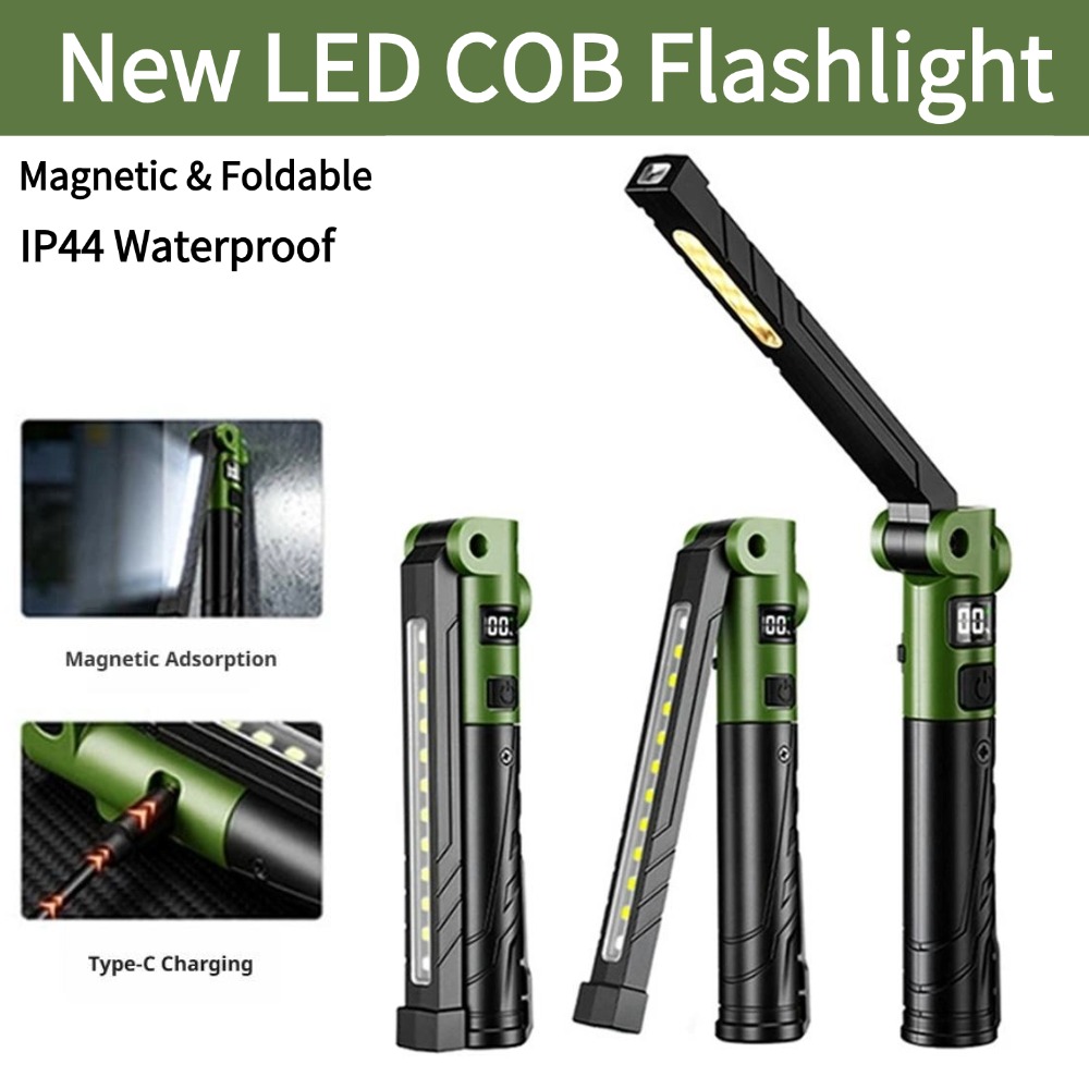 Outdoor Power Repair - Oplaadbare LED-werklamp, opvouwbare zaklamp, vermogensdisplay, IP44