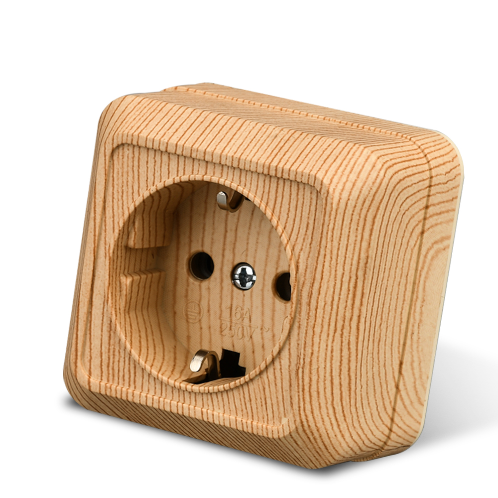 Outdoor Power Plus - Wesa Houten Wandcontactdoos Stekkers Eu Stopcontacten