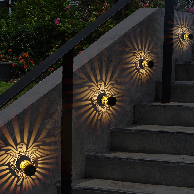 Outdoor Power Post - 2-pack zonne-hekverlichting metaal op zonne-energie buitenmuur
