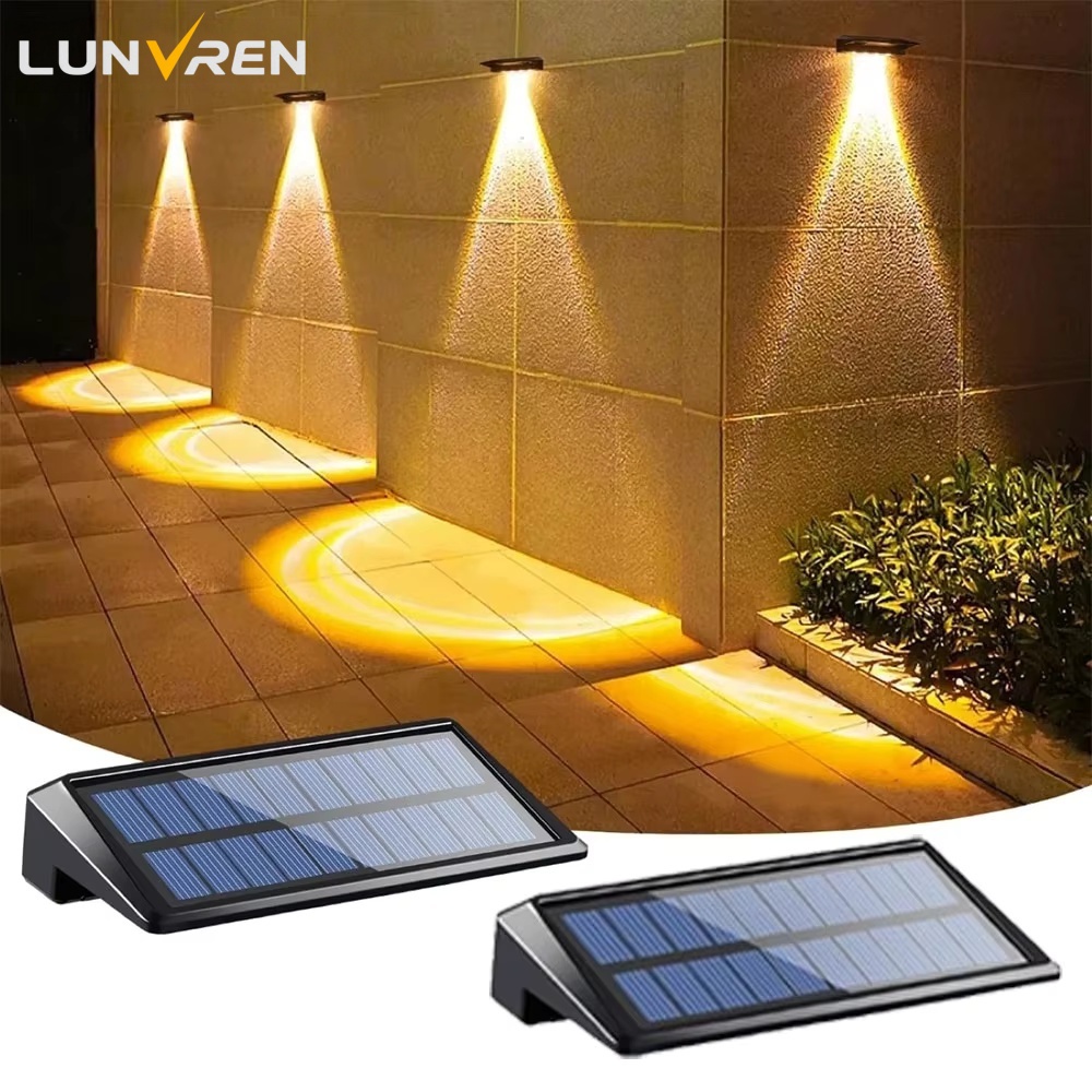Outdoor Power Post - 2-pack zonne-wandlampen 4 LED zonne-hekverlichting buiten