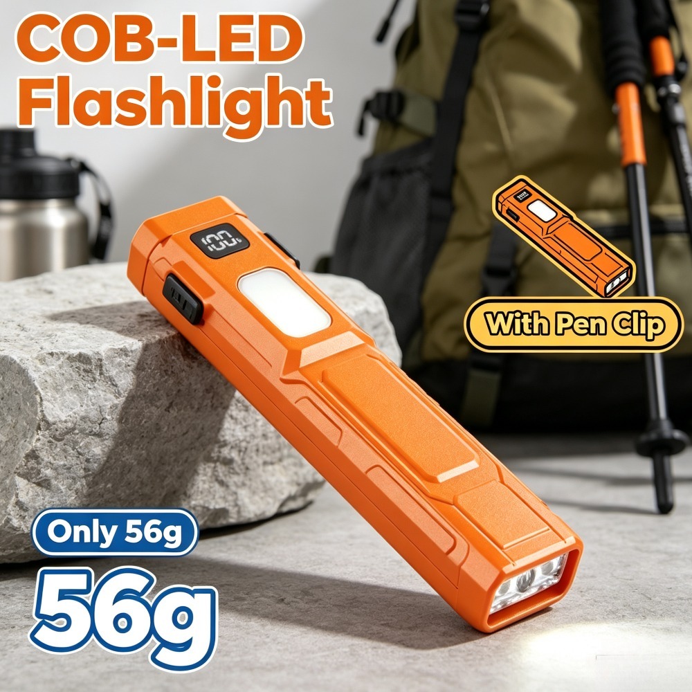 Outdoor Power Lights - COB LED EDC-zaklamp met penclip, zaklamp,