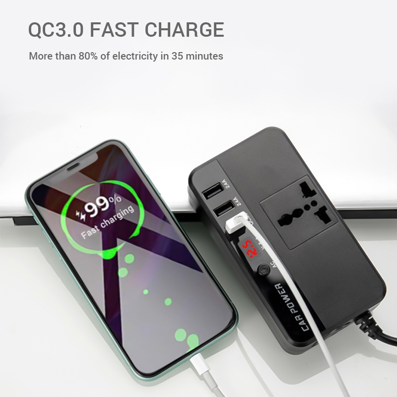 Outdoor Power Adapter Usb - 200W draagbare auto-omvormer, snellader, stroomadapter, converter,