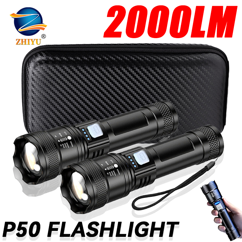 Outdoor Usb Power Bank - Tactische LED-zaklamp 2000LM USB oplaadbare waterdichte