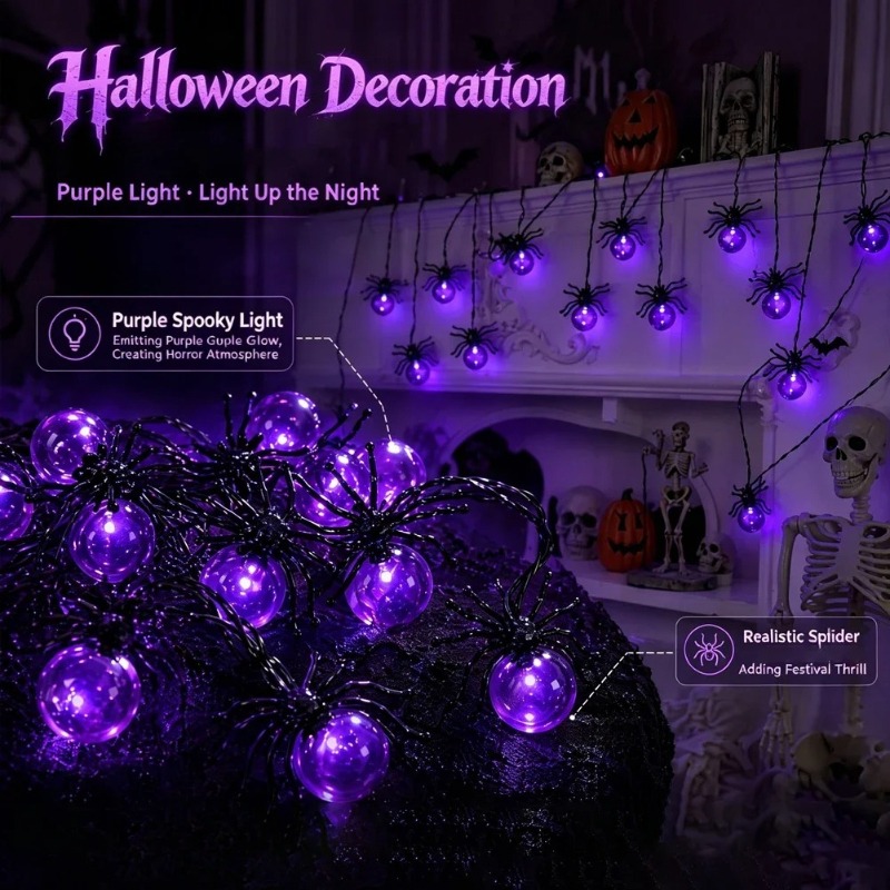 Op batterijen werkende Spider  - Outdoor Power Lights recensie en prijs