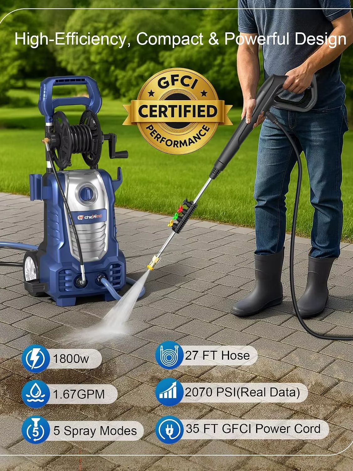 2070 PSI elektrische hogedrukr - Outdoor Power Washer recensie en prijs
