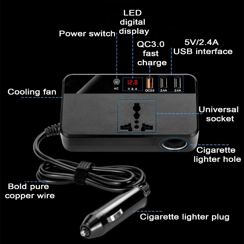200W draagbare auto-omvormer,  - Outdoor Power Adapter Usb recensie en prijs